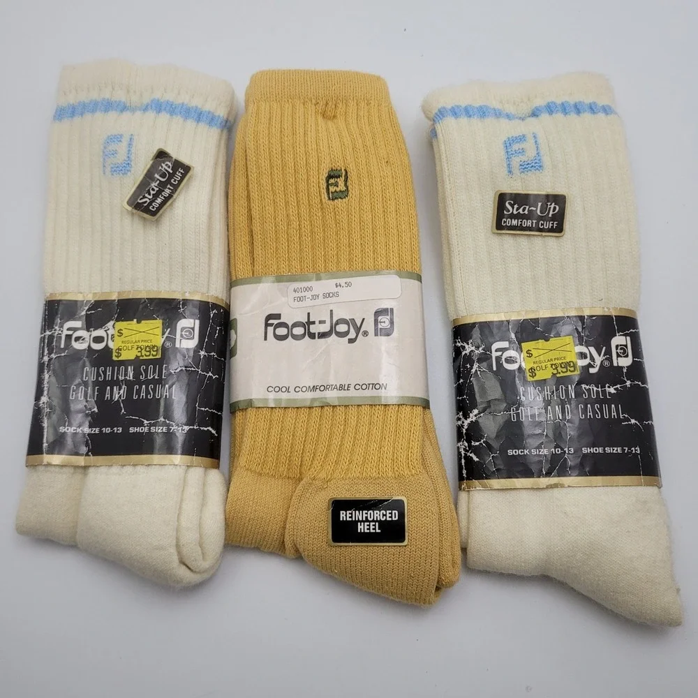 NEW VTG Foot Joy Golf Socks Mens Sock Size 10-13 USA Made NOS Lot Of 3 Pairs